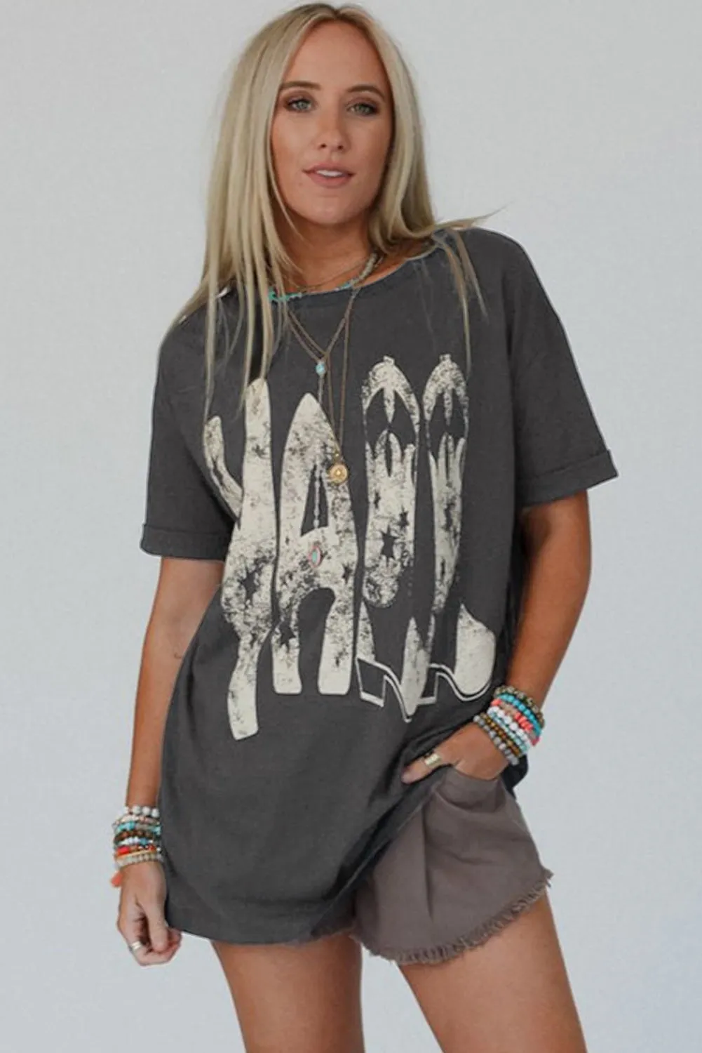 Carbon Grey Vintage Yall Cowboy Boots Graphic Tee sold by Beagle Boutique product image thumbnail 3