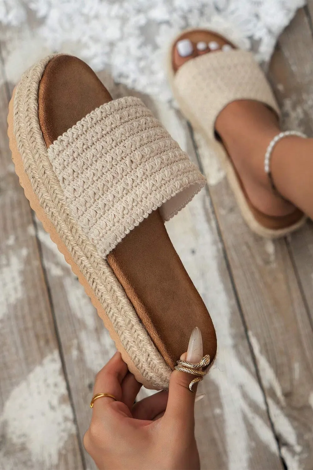 White Boho Single Band Sandals sold by Beagle Boutique