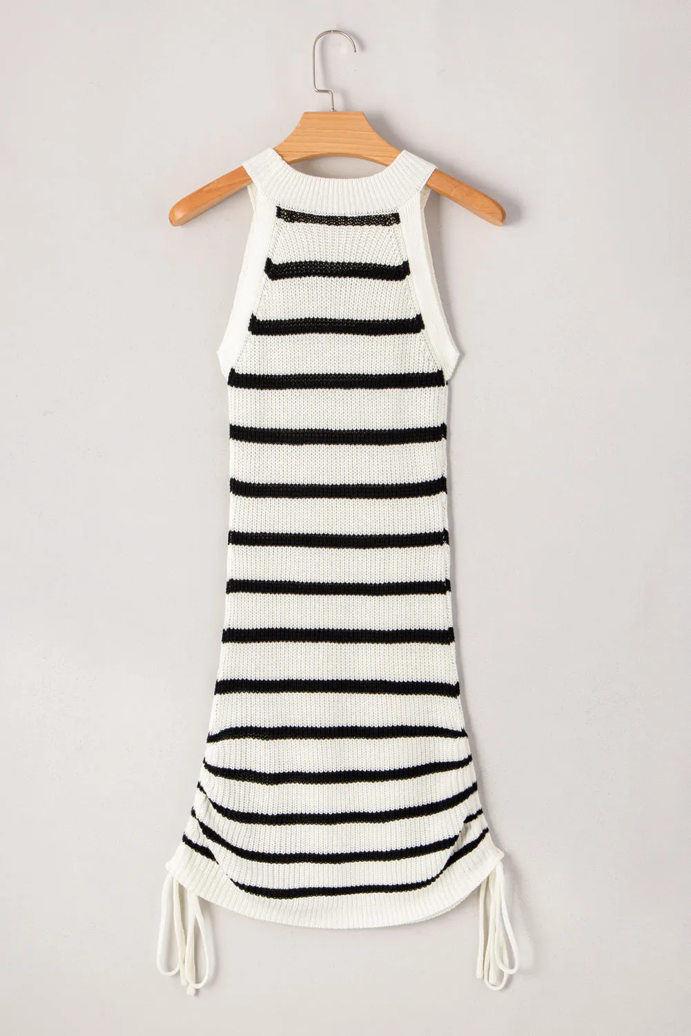 Black Stripe Knit Drawstring Detail Sleeveless Dress sold by Beagle Boutique product image thumbnail 5