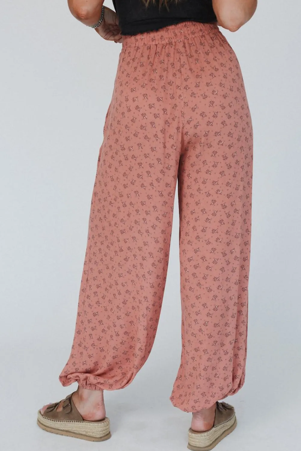 Pink Boho Floral Printed Wide Leg Jogger sold by Beagle Boutique product image thumbnail 2