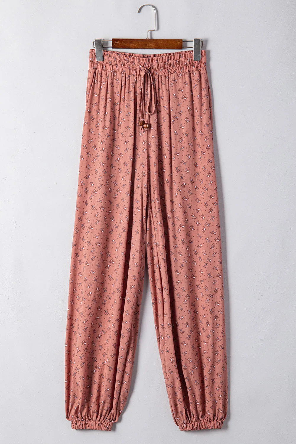 Pink Boho Floral Printed Wide Leg Jogger sold by Beagle Boutique product image thumbnail 4
