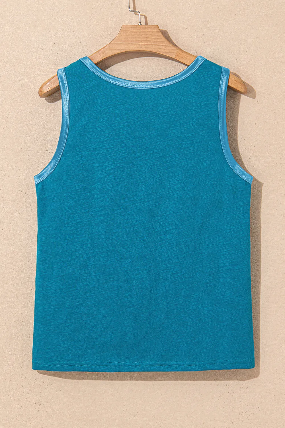 Peacock Blue Metallic Sheen Edge Scoop Neck Tank Top sold by Beagle Boutique product image thumbnail 5