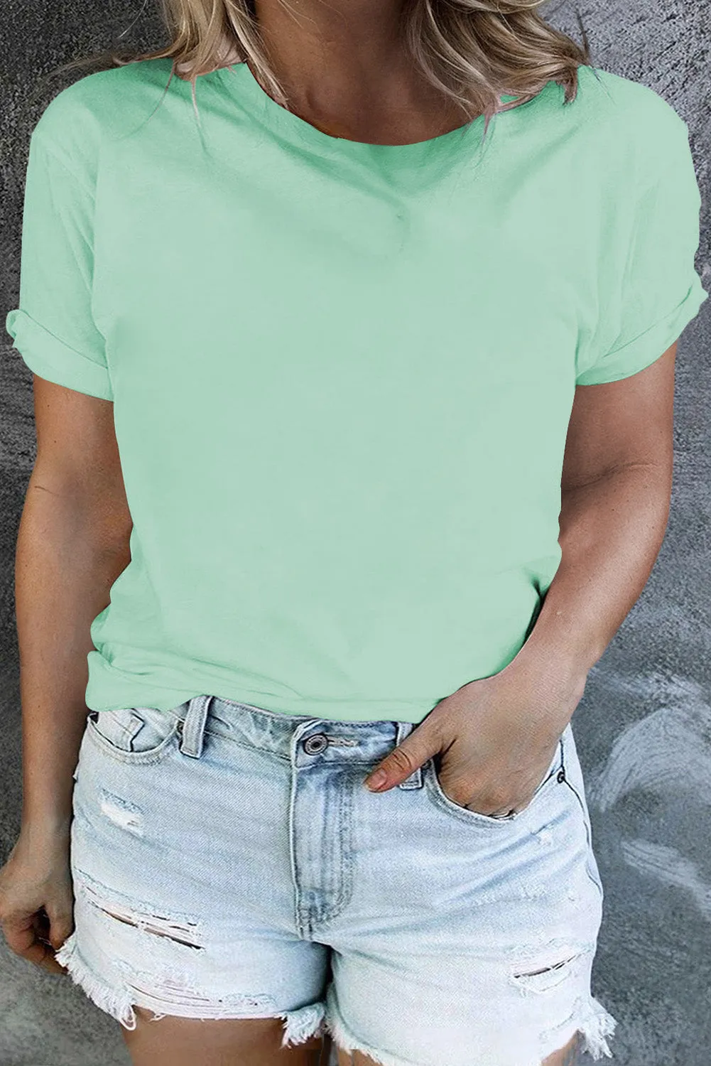 Iceland Blue Round Neck Rolled Sleeve Plus Size T-shirt sold by Beagle Boutique product image thumbnail 3