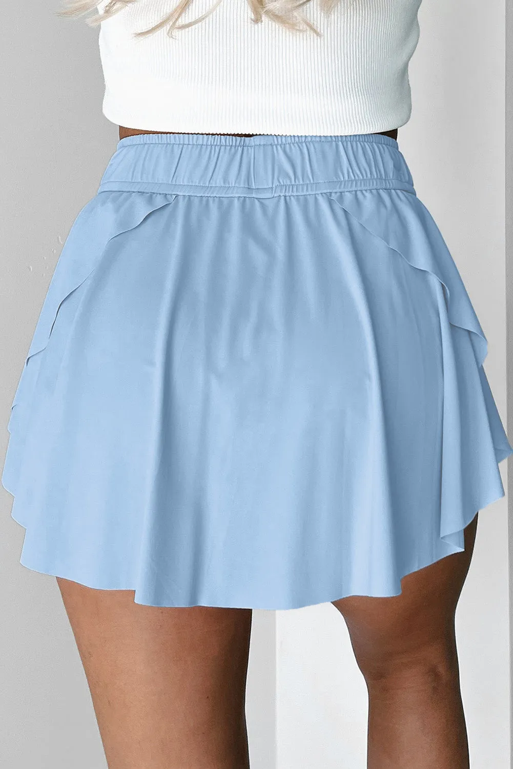Sky Blue Drawstring High Waist Lined Tennis Skorts sold by Beagle Boutique product image thumbnail 2