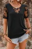 Black Flora Lace Patchwork Crew Neck T Shirt sold by Beagle Boutique
