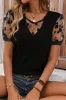 Black Flora Lace Patchwork Crew Neck T Shirt sold by Beagle Boutique