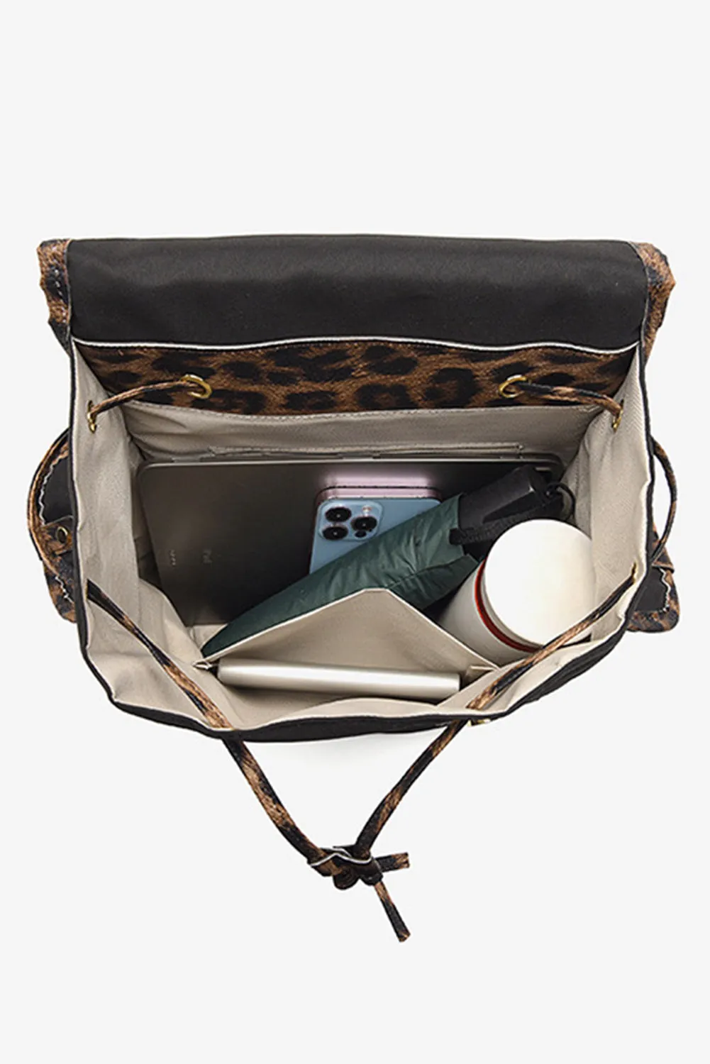 White Leopard PU Leather Backpack sold by Beagle Boutique product image thumbnail 4