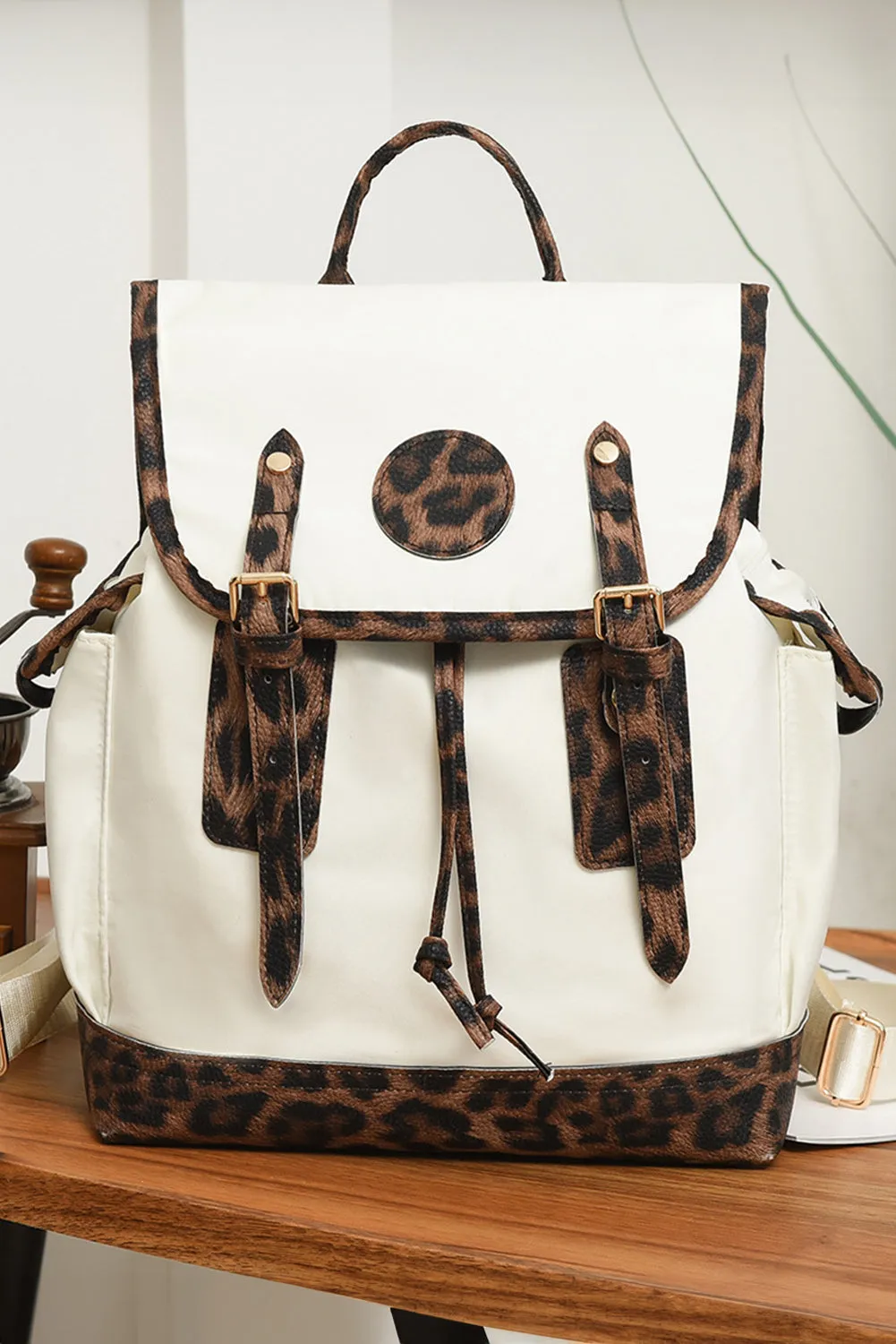 White Leopard PU Leather Backpack sold by Beagle Boutique product image thumbnail 3