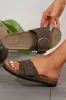 Coffee One Band Metal Decor Sandals sold by Beagle Boutique