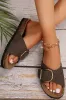 Coffee One Band Metal Decor Sandals sold by Beagle Boutique