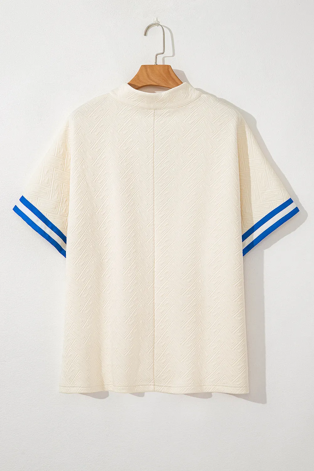 White Varsity Half Zip Textured Plus Size Top sold by Beagle Boutique product image thumbnail 5