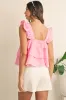 Pink Frill Square Neck Layered Ruffle Sleeveless Shirt sold by Beagle Boutique