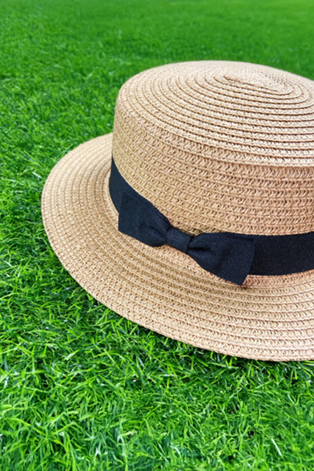 Parchment Black Ribbon Tie Straw Sun Hat sold by Beagle Boutique product image thumbnail 5