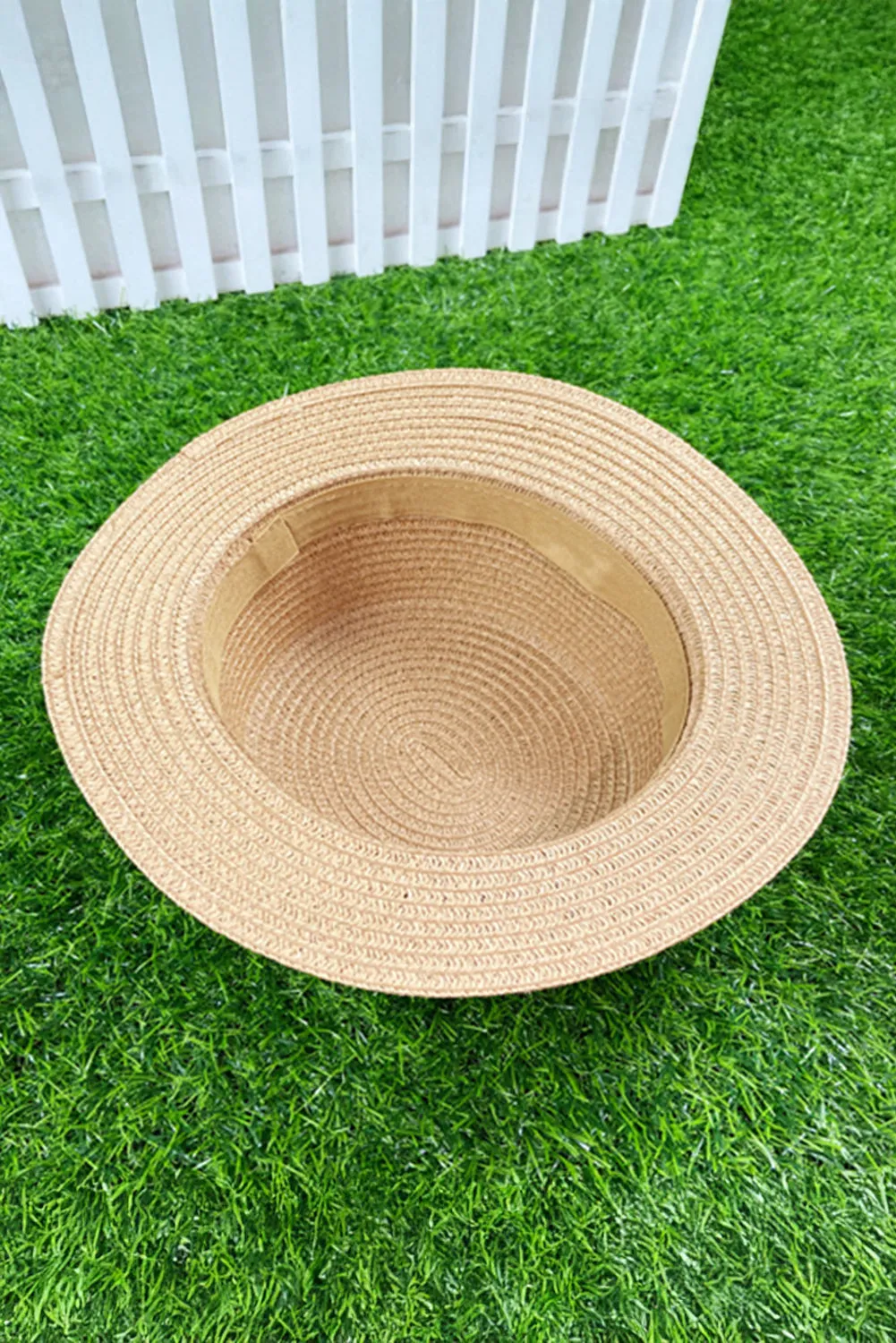 Parchment Black Ribbon Tie Straw Sun Hat sold by Beagle Boutique product image thumbnail 4
