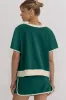 Evergreen Colourblock Edge Drop Shoulder T Shirt and Skirt 2Pcs Set Co-ord sold by Beagle Boutique