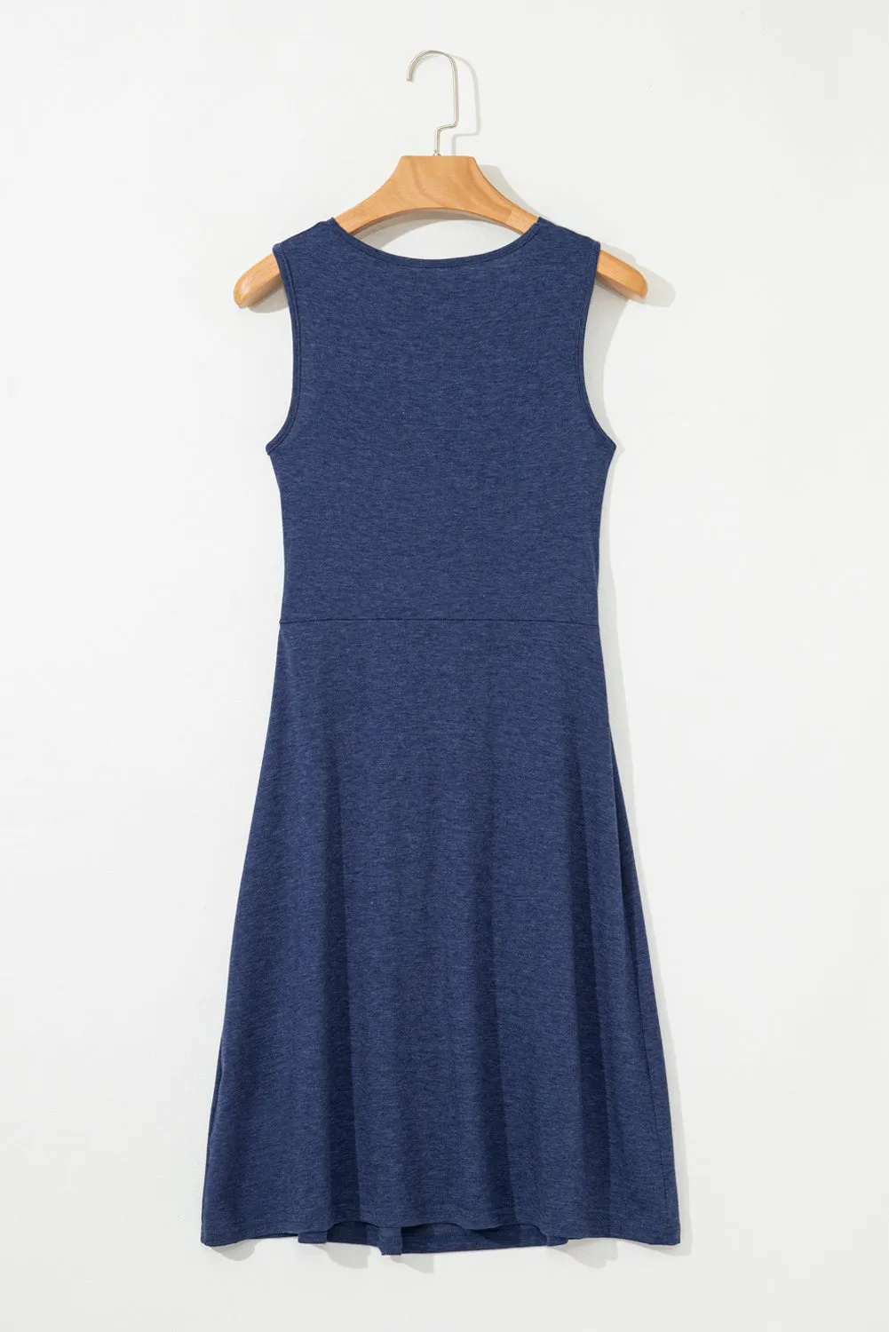Dirty blue Twisted Bust V Neck Sleeveless Dress sold by Beagle Boutique product image thumbnail 5