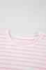 Pink Stripe Knitted Short Sleeve Top and Drawstring Shorts Set sold by Beagle Boutique