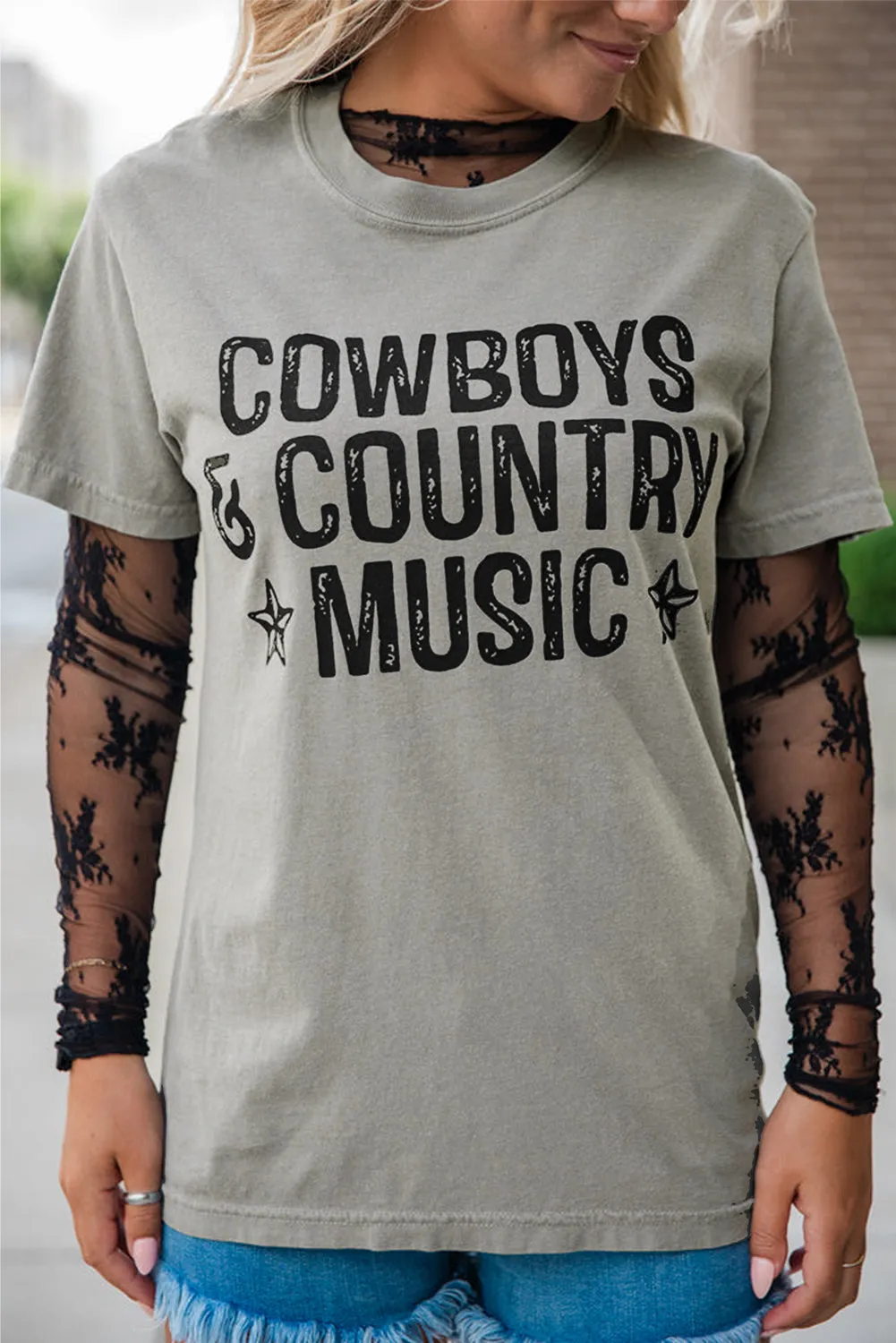 High Cowboys & Country Music Graphic Crew Neck T Shirt sold by Beagle Boutique product image thumbnail 3