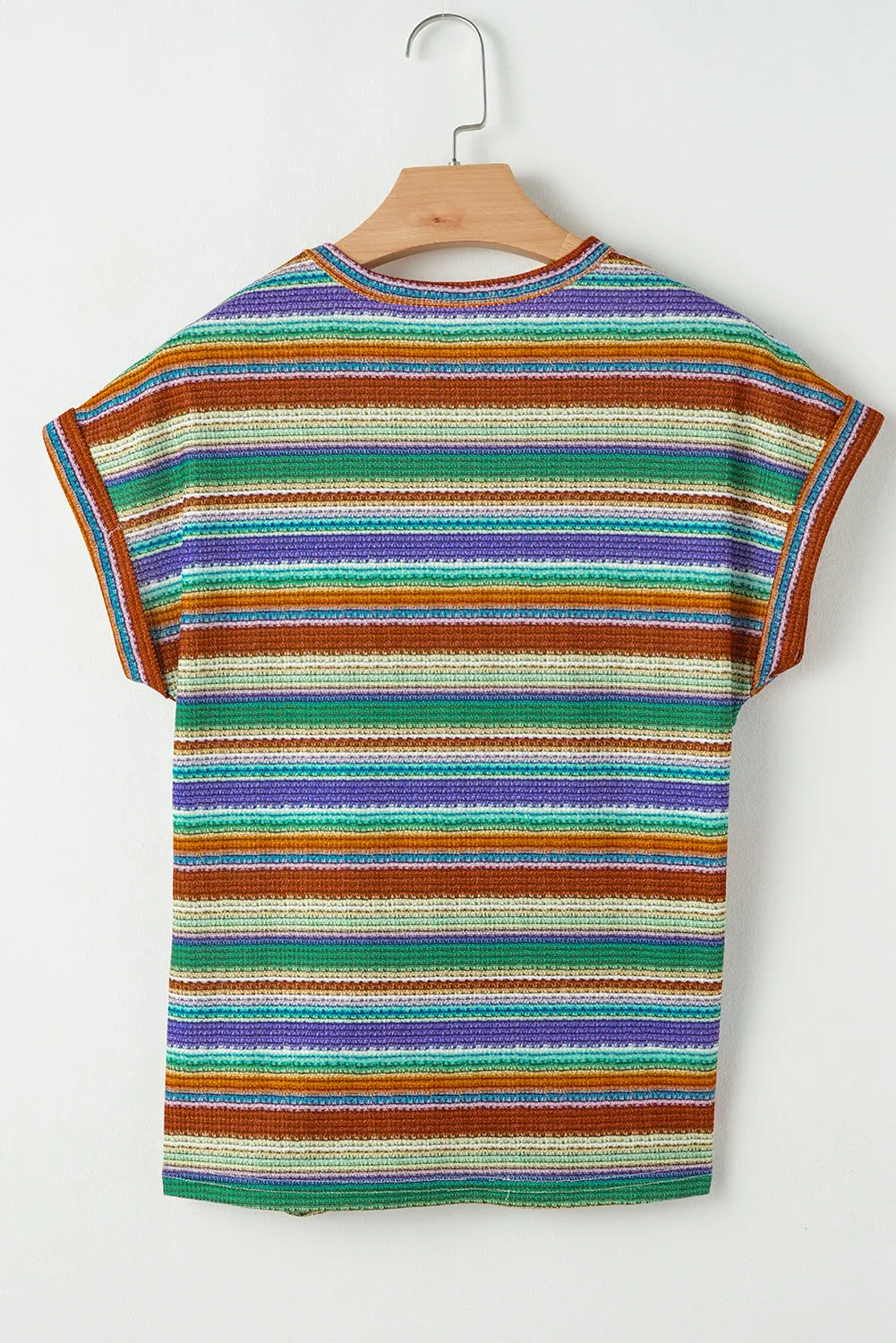 Multicolour Striped Pattern Twist Hem Short Sleeve Top sold by Beagle Boutique product image thumbnail 5