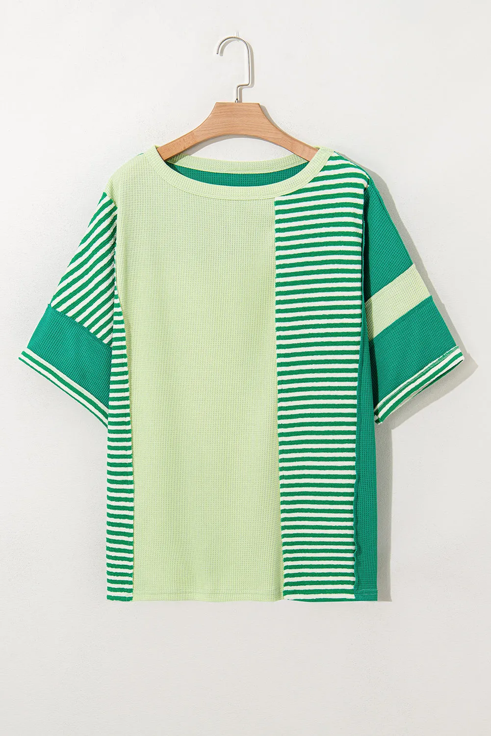 Green Stripe Patchwork Colourblock Plus Size T Shirt sold by Beagle Boutique product image thumbnail 5