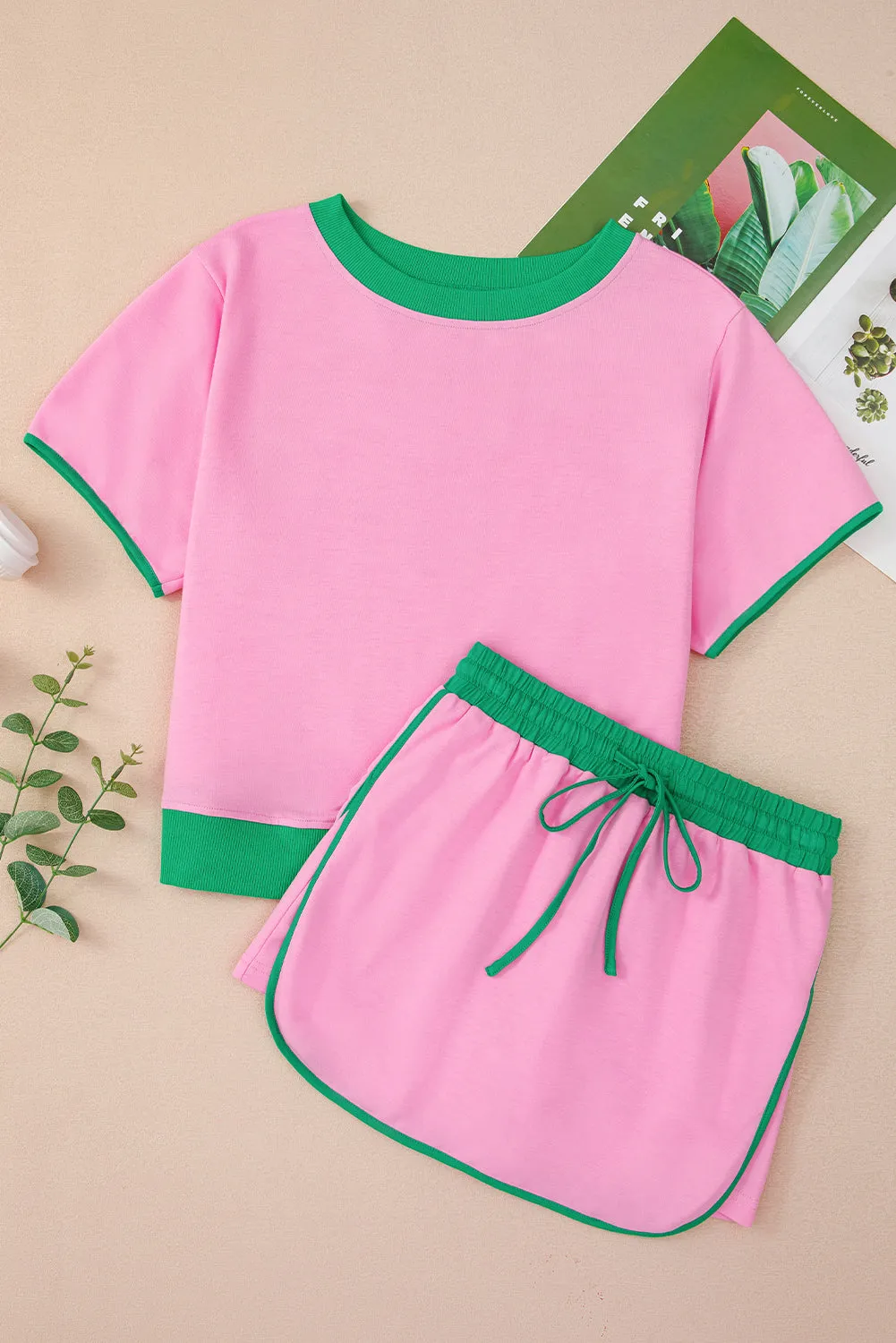 Colourblock Edge Drop Shoulder T Shirt and Skort 2Pcs Set Co-ord sold by Beagle Boutique product image thumbnail 2