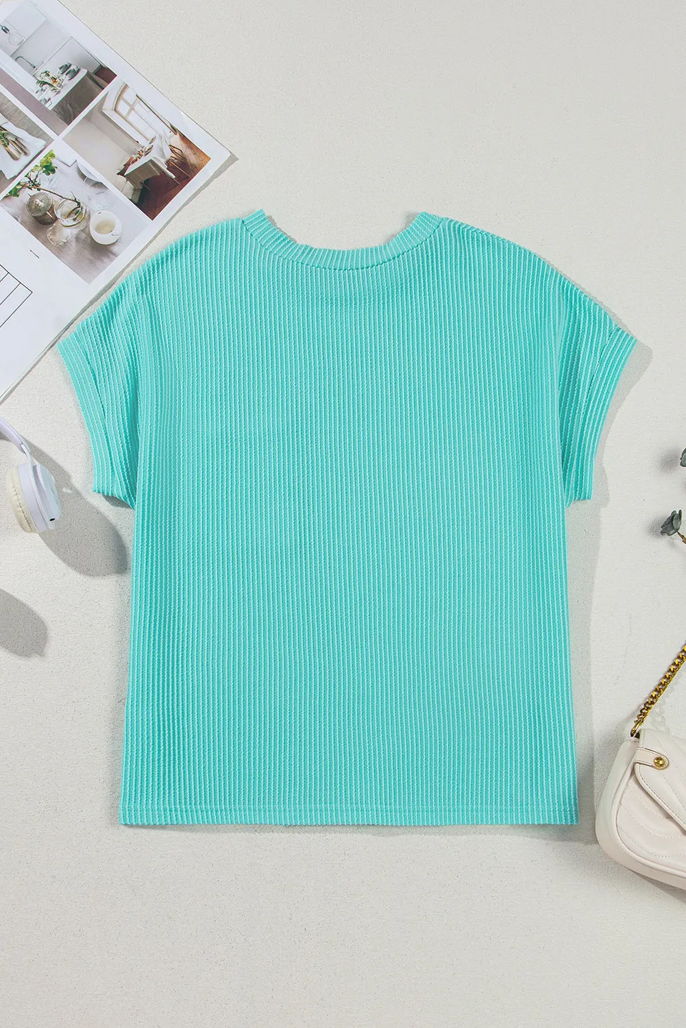 Ribbed Knit Colour Block Pocketed Crew Neck T Shirt sold by Beagle Boutique product image thumbnail 5