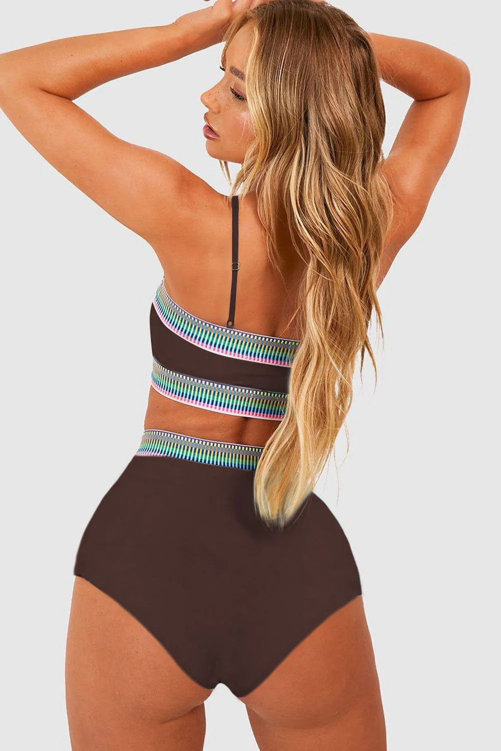 Coffee Contrast Banding Tube Bikini High Waist 2pcs Swimsuit sold by Beagle Boutique product image thumbnail 2