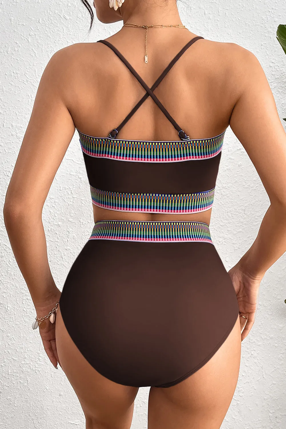 Coffee Contrast Banding Tube Bikini High Waist 2pcs Swimsuit sold by Beagle Boutique product image thumbnail 5