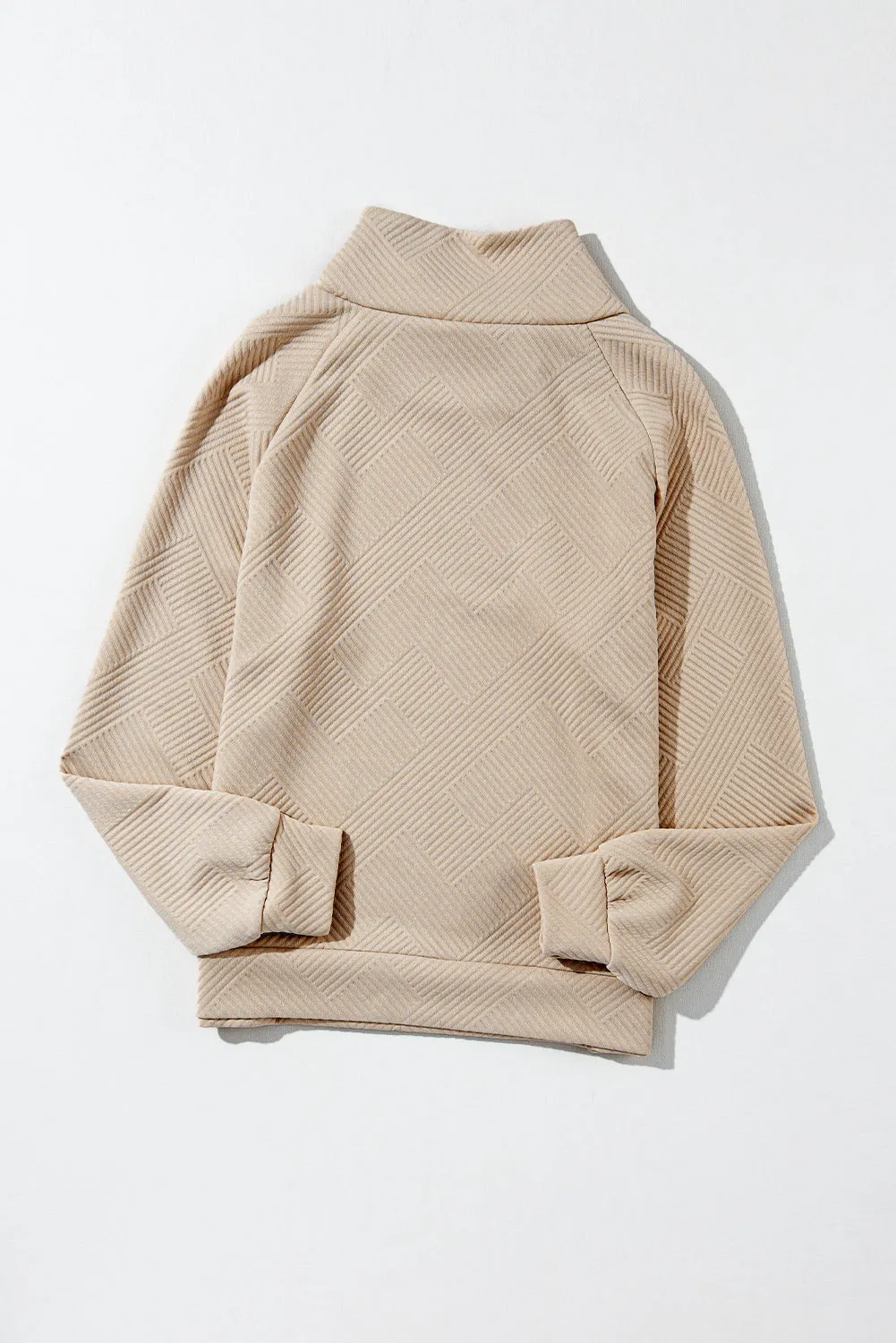 Asymmetric Buttons Detail High Neck Textured Sweatshirt sold by Beagle Boutique product image thumbnail 5