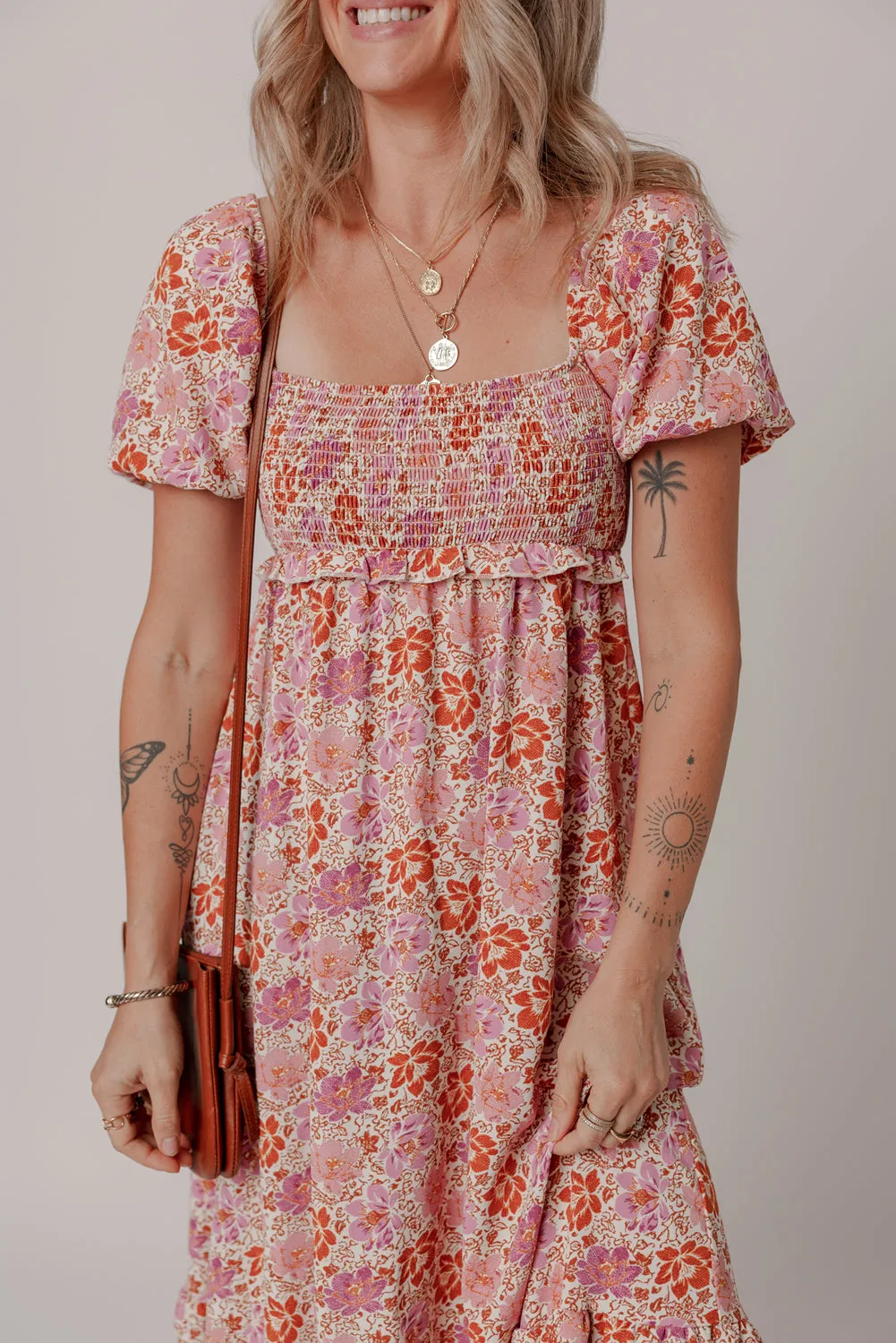 Floral Square Neck Knot Ruffle Midi Dress sold by Beagle Boutique product image thumbnail 3