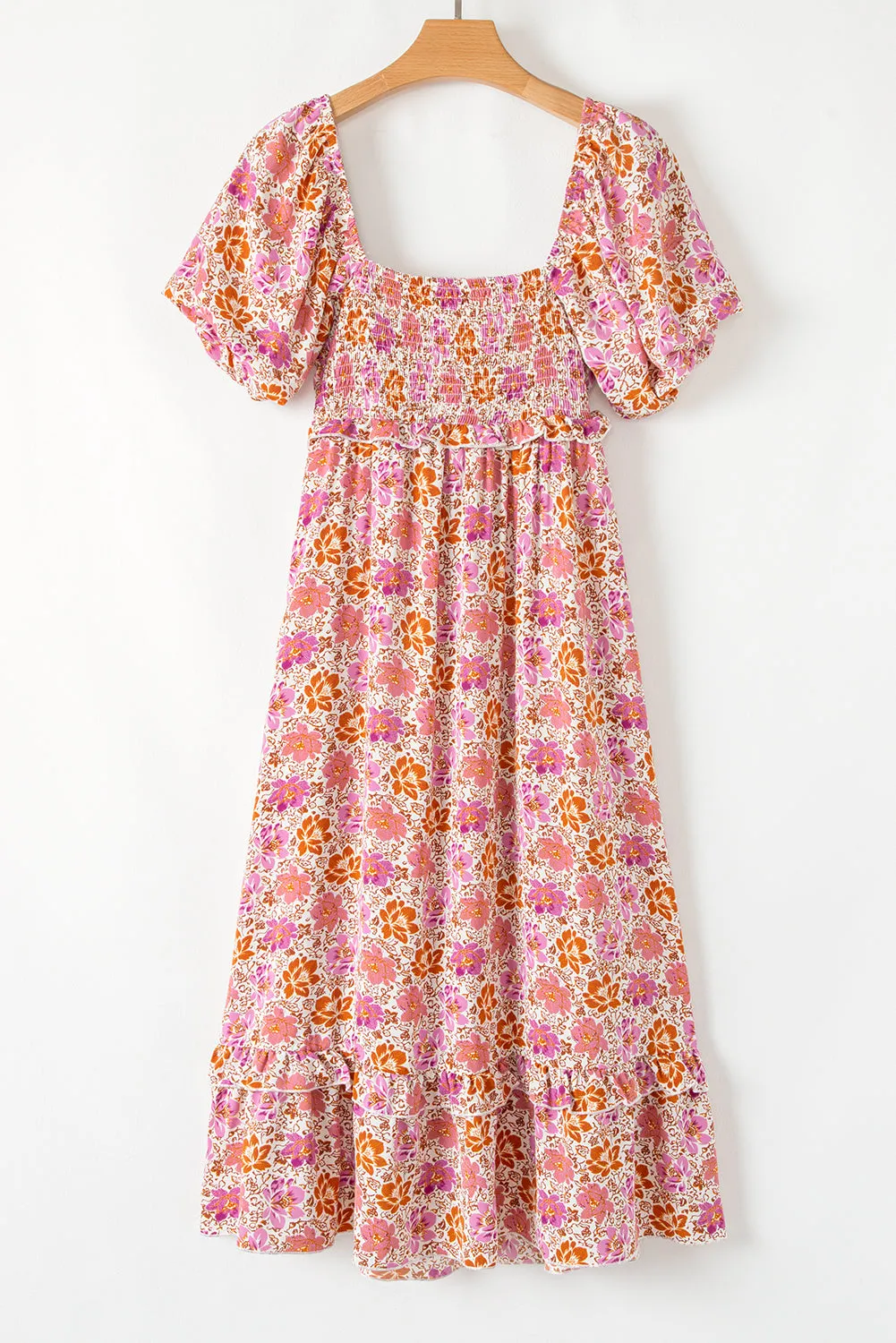 Floral Square Neck Knot Ruffle Midi Dress sold by Beagle Boutique product image thumbnail 5