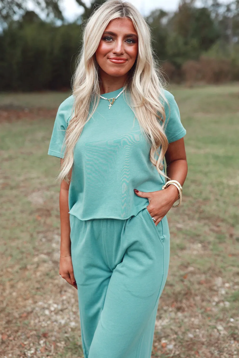 Raglan Short Sleeve Tee and Wide Leg Trouser Set sold by Beagle Boutique product image thumbnail 3