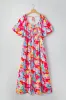 Abstract Print Puff Sleeve Square Neck Smocked Bust Tied Back Dress sold by Beagle Boutique