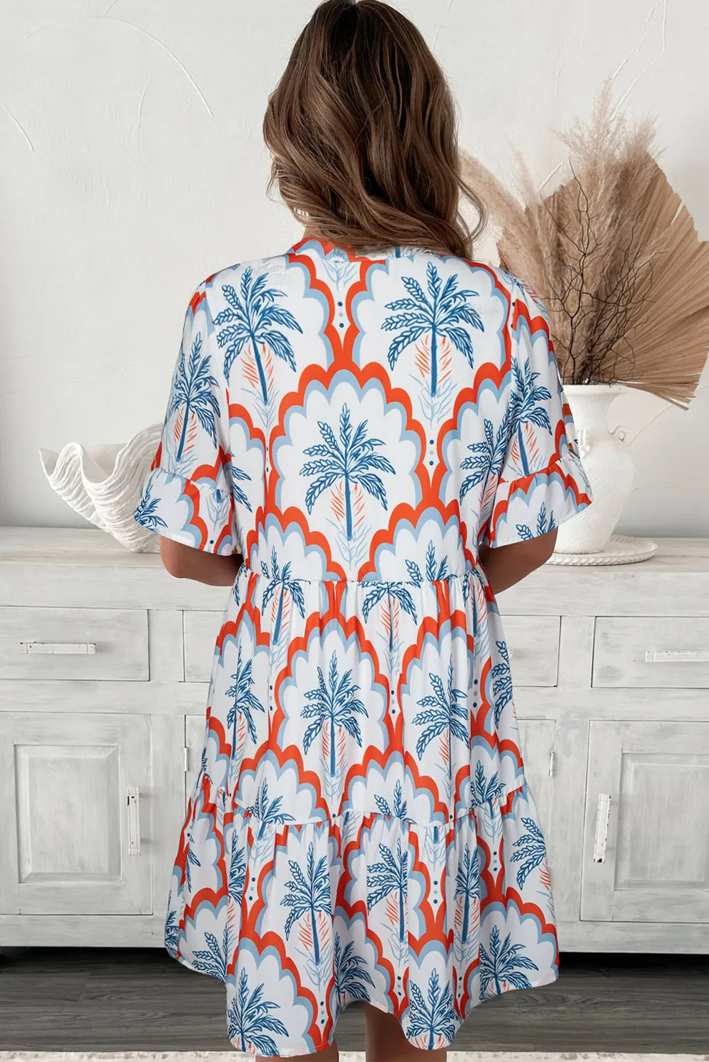 Palm Tree Printed Short Sleeve Flowy Dress sold by Beagle Boutique product image thumbnail 2
