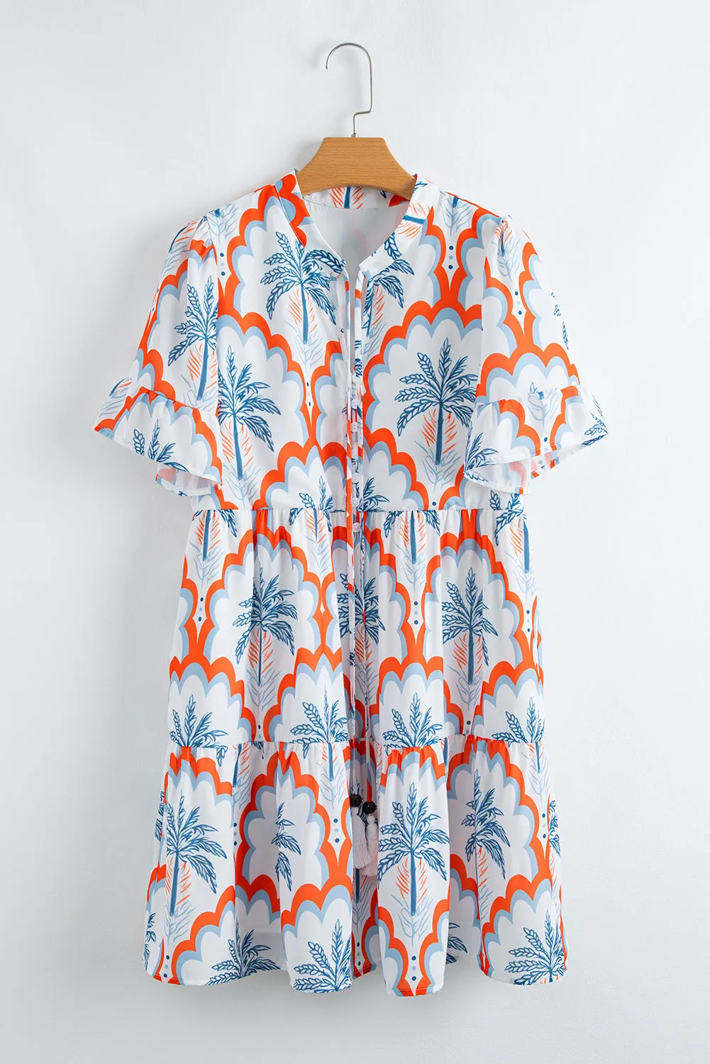Palm Tree Printed Short Sleeve Flowy Dress sold by Beagle Boutique product image thumbnail 4