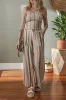 Multicolour Vertical Striped Smocked Cami Top Wide Leg Trousers Set Co-ord sold by Beagle Boutique