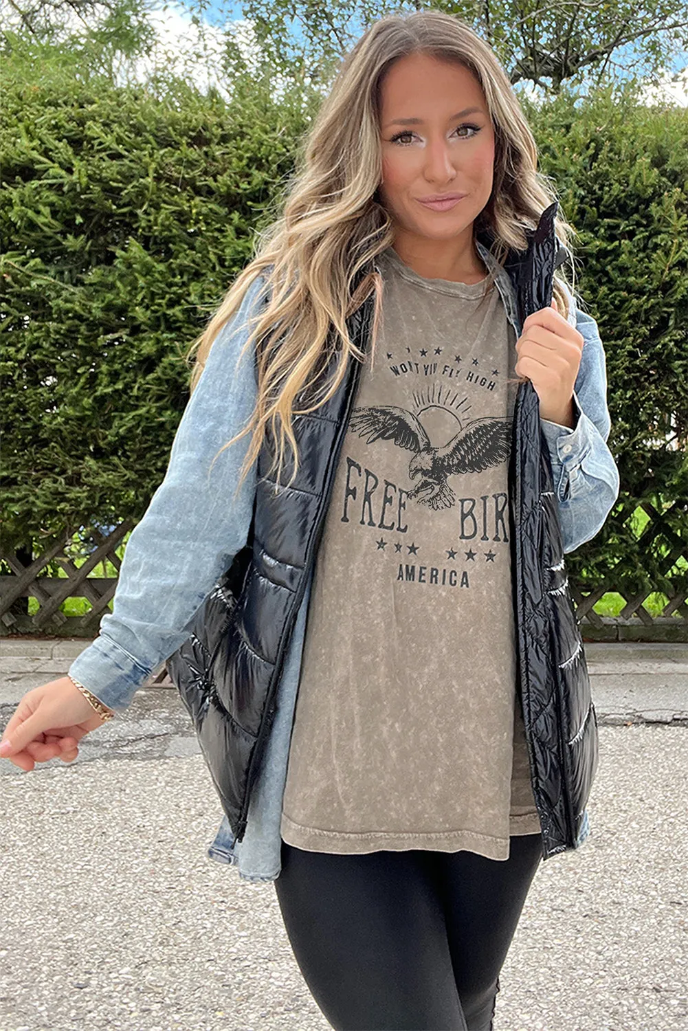 AMERICA FREE BIRD Vintage Graphic Mineral Washed Tee sold by Beagle Boutique product image thumbnail 3