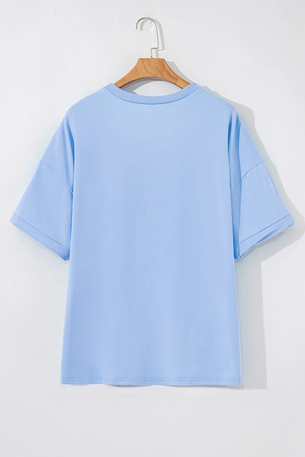 Blue Loose Half Sleeve Hi Low Hem T Shirt sold by Beagle Boutique product image thumbnail 4