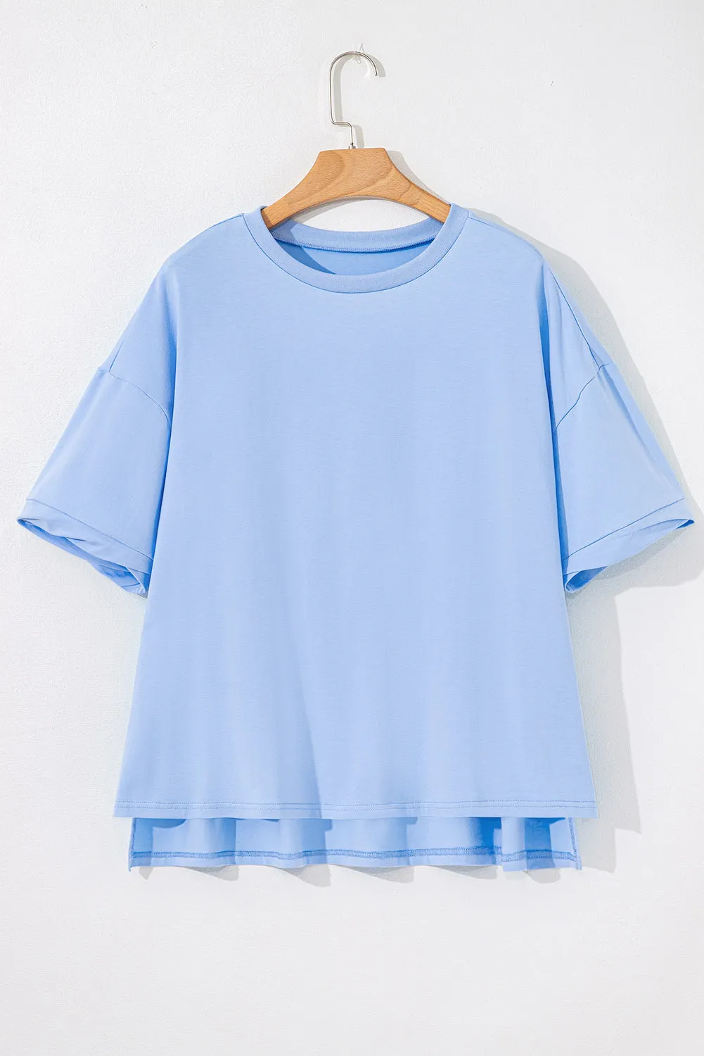 Blue Loose Half Sleeve Hi Low Hem T Shirt sold by Beagle Boutique product image thumbnail 3