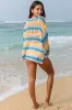 Carrot Multi Stripe Open Knit Sweater Beach Cover Up sold by Beagle Boutique