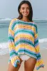 Carrot Multi Stripe Open Knit Sweater Beach Cover Up sold by Beagle Boutique