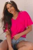 Rose Leopard Frilly V Neck Short Sleeve Blouse sold by Beagle Boutique