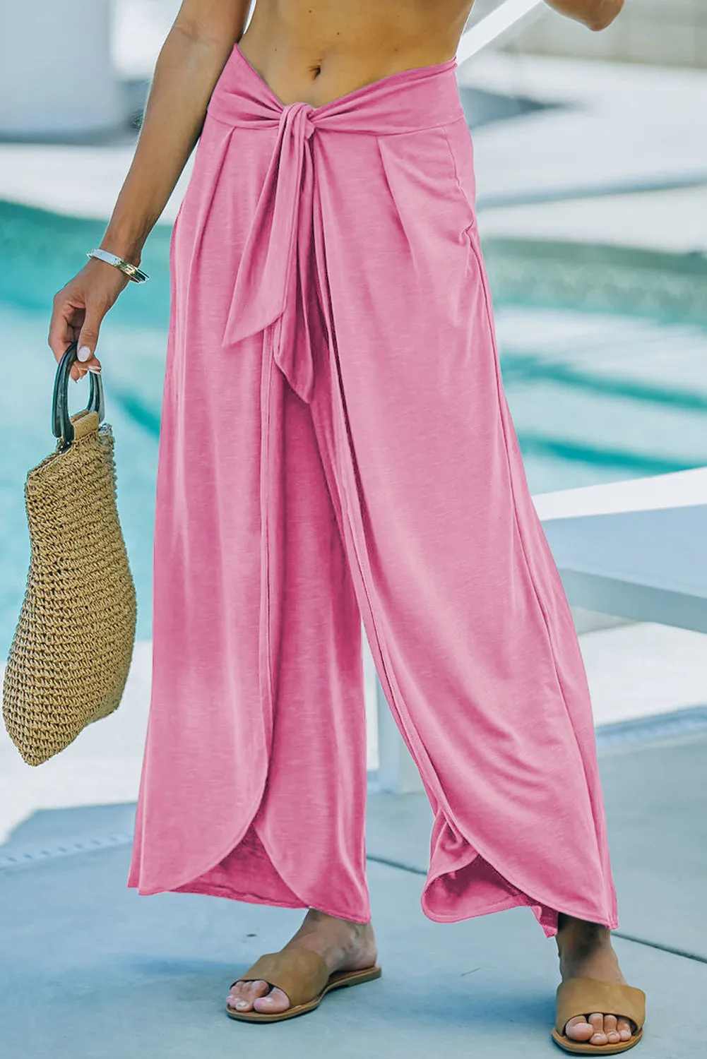 Bonbon Knotted Drop Waist Split Leg Relaxed Trousers sold by Beagle Boutique product image thumbnail 3