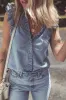 Beau Blue Frilly Ruffle Trim V Neck Chambray Tank Top sold by Beagle Boutique