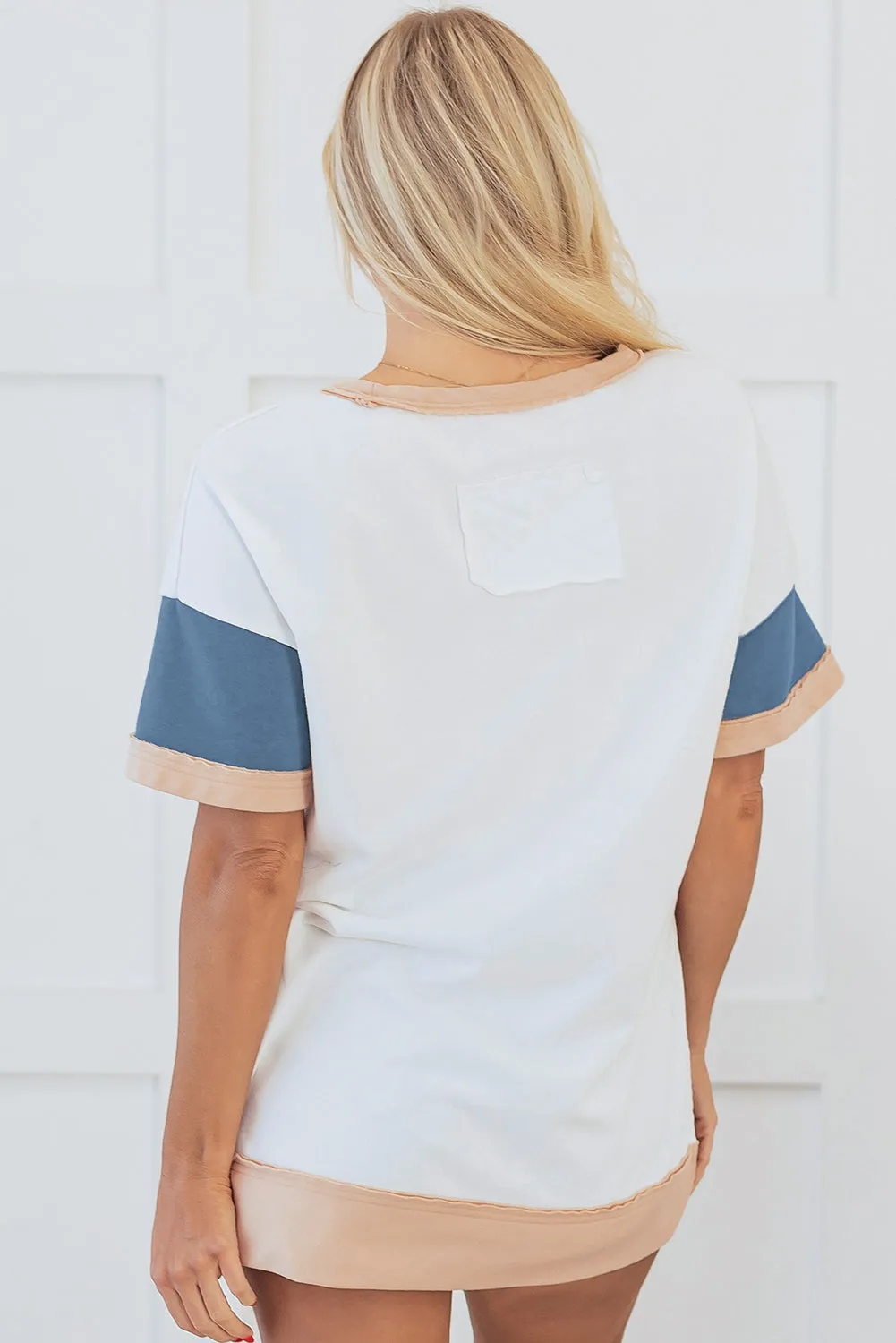 Multicolour Colourblock Patchwork Side Split Tunic T Shirt sold by Beagle Boutique product image thumbnail 2