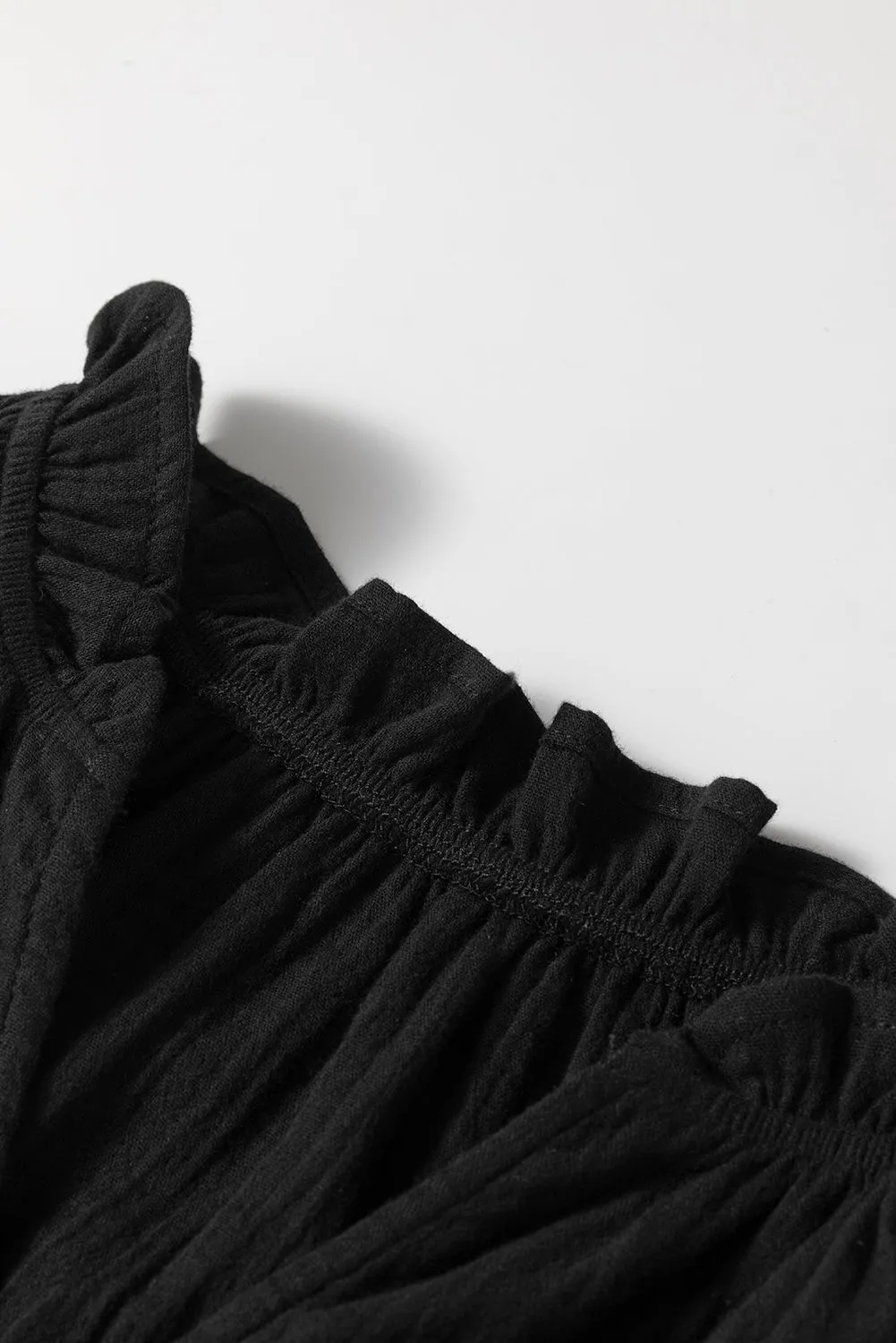 Black Ruffled Shoulder V Neck Shift Tank Top sold by Beagle Boutique product image thumbnail 5