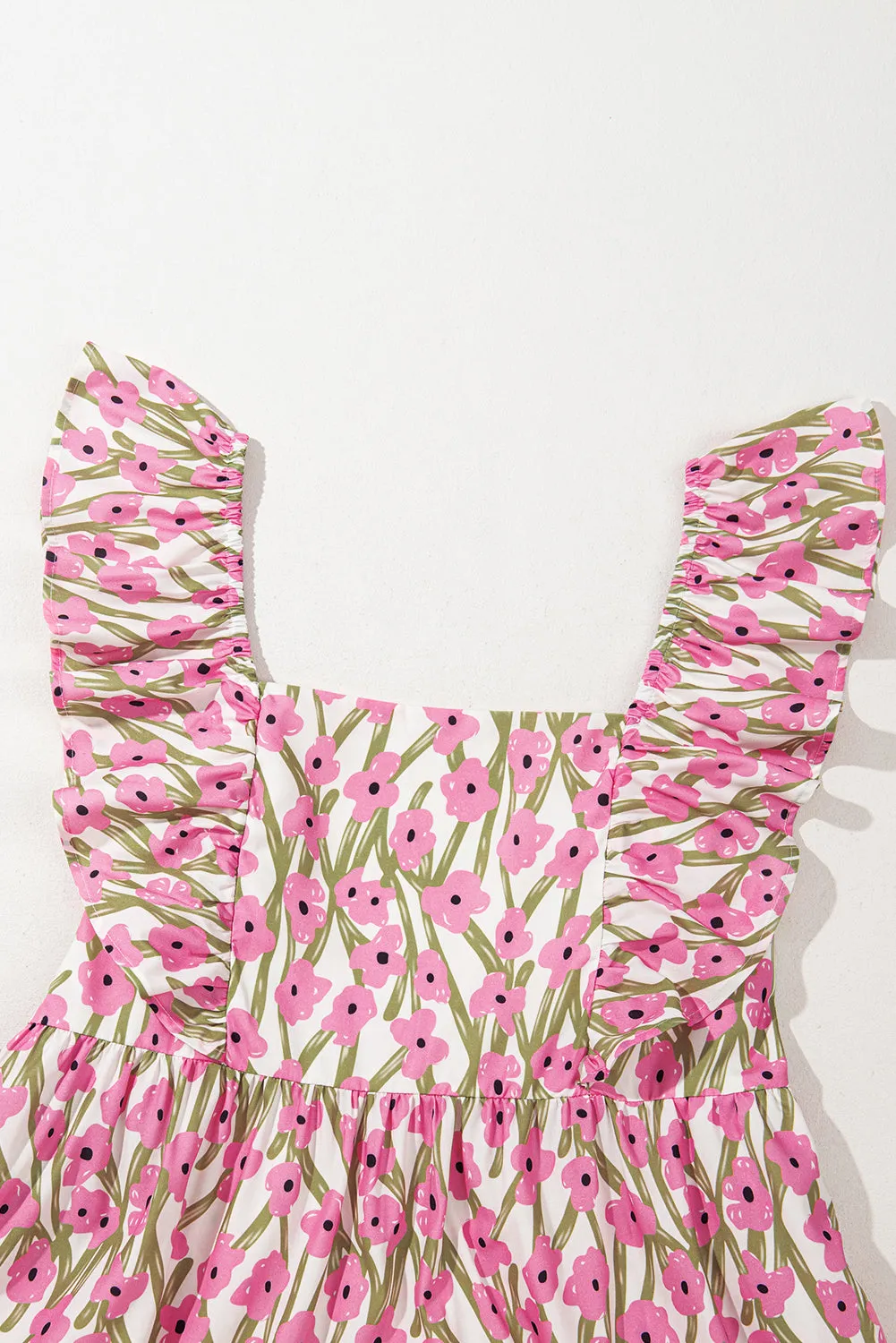 Pink Plus Size Ruffle Trim Square Neck High Waist Floral Maxi Dress sold by Beagle Boutique product image thumbnail 5