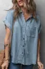 Dusk Blue Folded Short Sleeve Patched Pocket Denim Shirt sold by Beagle Boutique