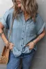 Dusk Blue Folded Short Sleeve Patched Pocket Denim Shirt sold by Beagle Boutique