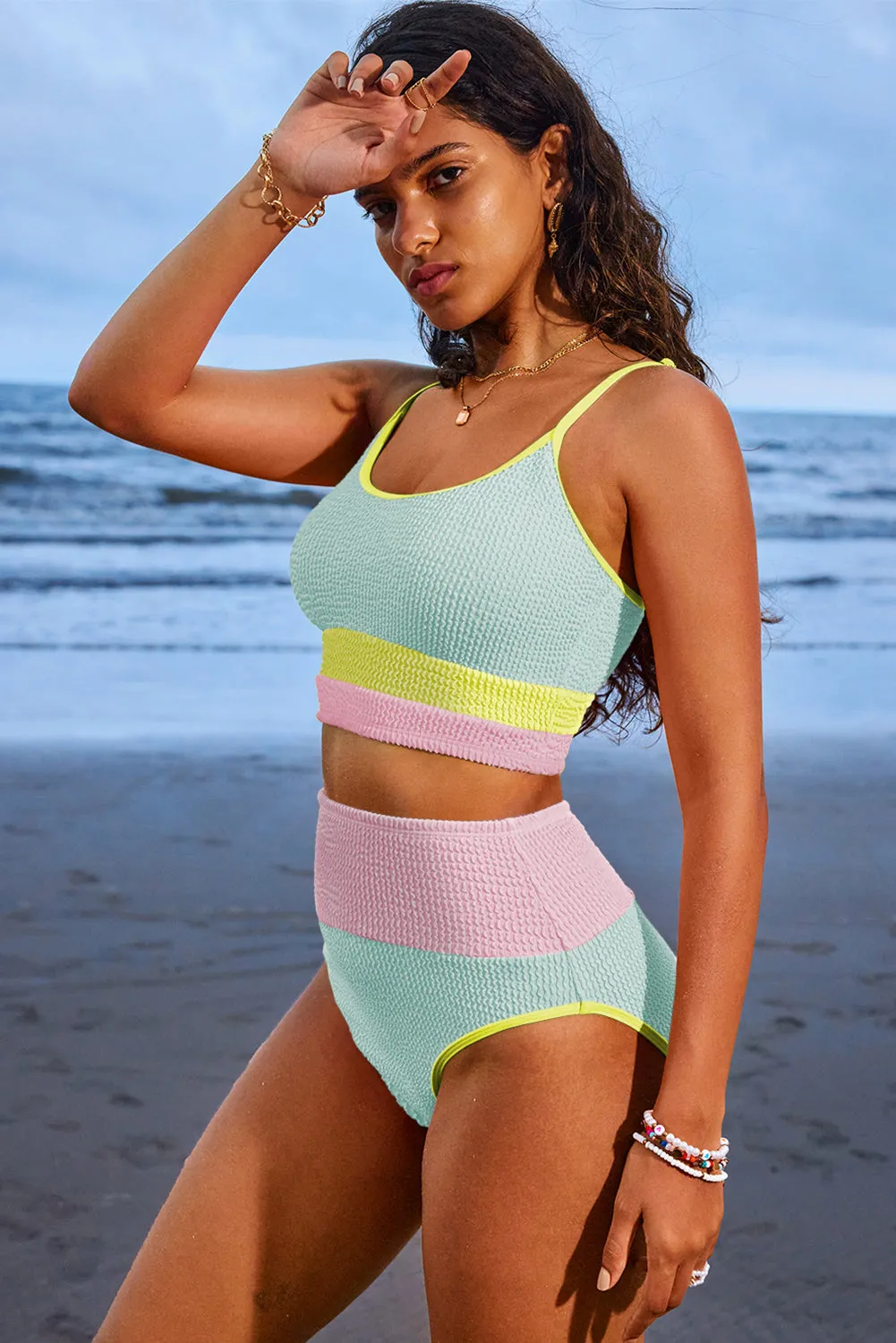 Colour Block High Waisted Bikini Set sold by Beagle Boutique product image thumbnail 3